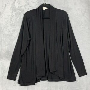 LOFT Cardigan Sweater Open Front Tunic Black M Flowy Career Comfy